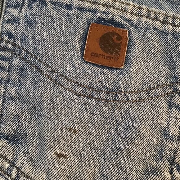 Carhartt Jeans Men's 38x29 Distressed Relaxed Fit Stains Fading Light Wash B160 - Picture 8 of 9